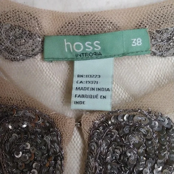 HOSS INTROPIA GORGEOUS SHEER TAN EMBELLISHED TOP - SIZE 38 OR SMALL - Picture 2 of 8